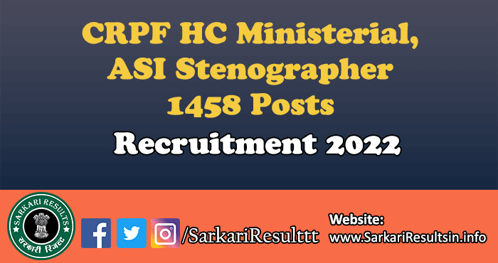 CRPF HC Ministerial and ASI Steno Result 2023